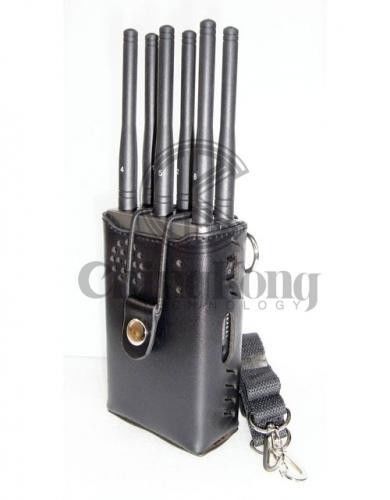 Grey Small Handheld Phone Jammer 6 Antennas Mobile Phone Jammer For Home